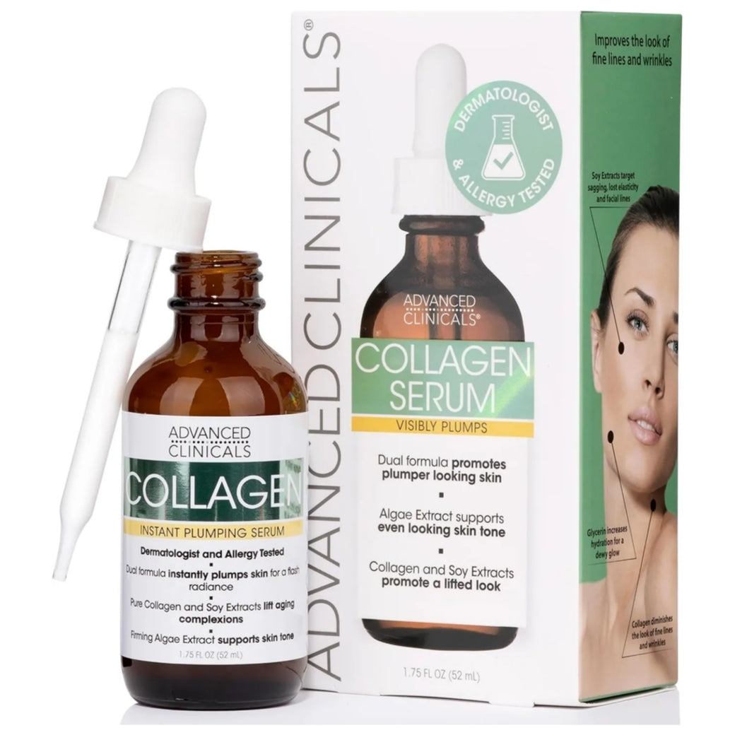 Advanced Clinicals Collagen Anti Aging Face Serum Moisturizer For Skin Tightening, Brightening & Hydrating