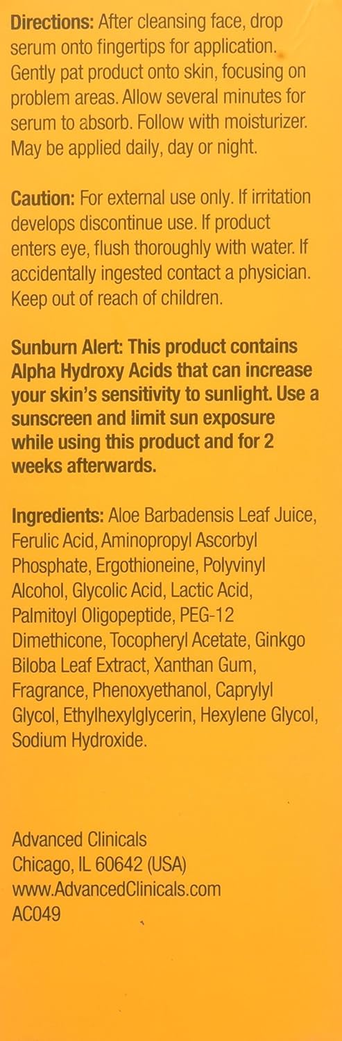 Advanced Clinicals Vitamin C + Ferulic Acid, Antioxidant Glow Facial Mist 237 ml