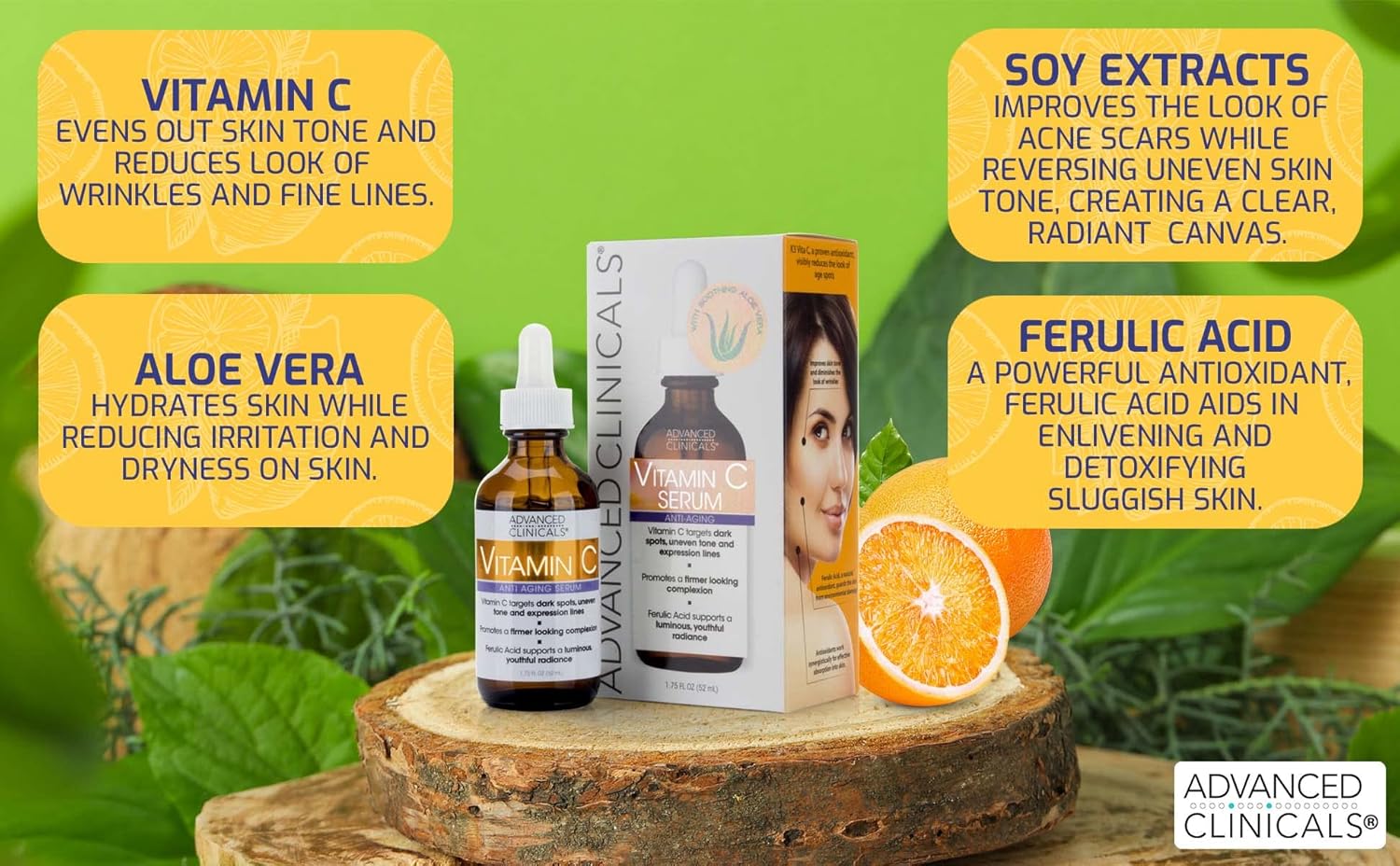 Advanced Clinicals Vitamin C + Ferulic Acid, Antioxidant Glow Facial Mist 237 ml