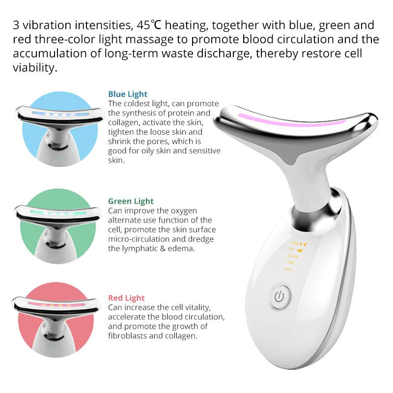 Face Neck Firming Wrinkle Removal Tool, Micro-Glow Portable Handset